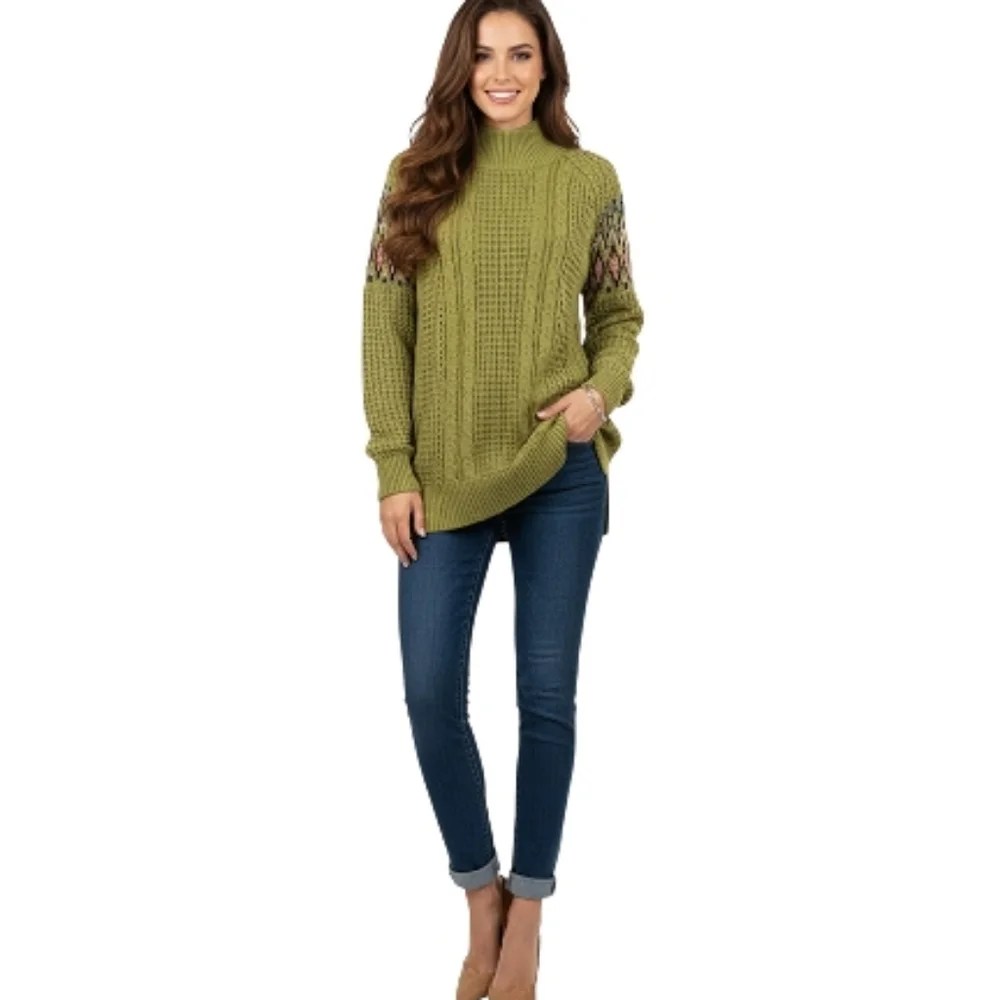 Sundance Olive Green Wool Blend Cable Kni Sweater Size Small